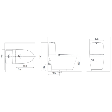 Bồn Cầu INAX AC-832VN (AC832VN) 2 Khối Xả Nhấn Aqua Ceramic
