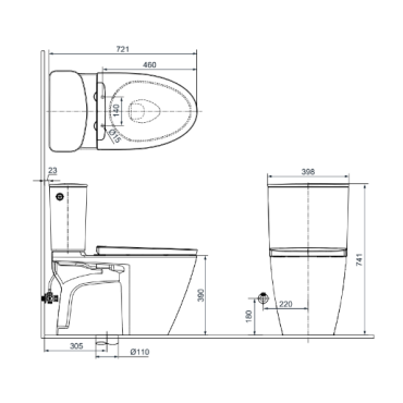Bồn Cầu INAX ACT-602VN (ACT602VN) 2 Khối Xả Không Chạm