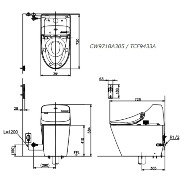 Bồn Cầu Thông Minh TOTO C971 TCF9433A GG