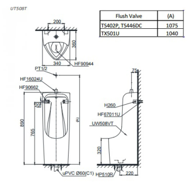 Bồn Tiểu Nam TOTO UT508T#XW Đặt Sàn