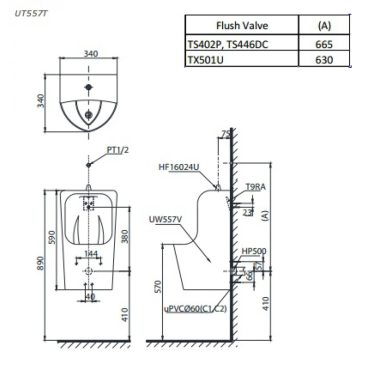 Bồn Tiểu Nam TOTO UT557T#XW Treo Tường