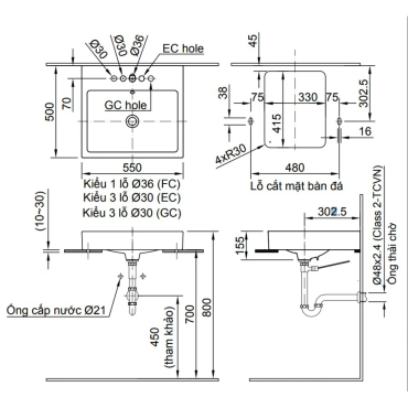 Chậu Rửa Lavabo Inax AL-536V (AL536V) Đặt Bàn AquaCeramic