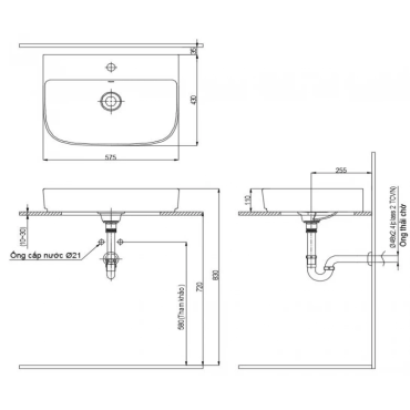 Chậu Rửa Lavabo Inax AL-632V (AL632V) Đặt Bàn AquaCeramic