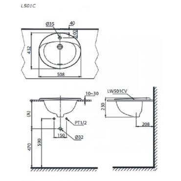 Chậu Rửa Lavabo TOTO L501C#XW Dương Vành