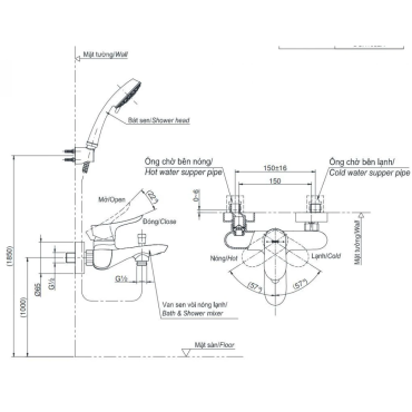 Củ Sen Tắm TOTO TBG01302VA Nóng Lạnh