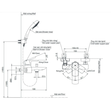 Củ Sen Tắm TOTO TBG02302VA Nóng Lạnh