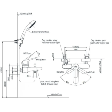 Củ Sen Tắm TOTO TBG03302VA Nóng Lạnh