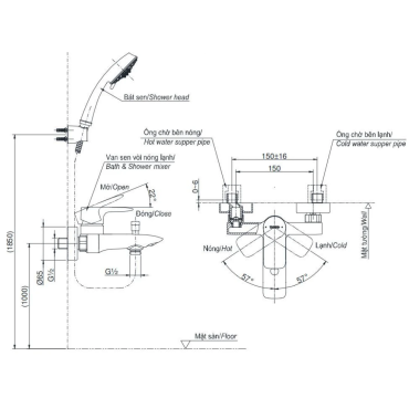 Củ Sen Tắm TOTO TBG04302VA Nóng Lạnh