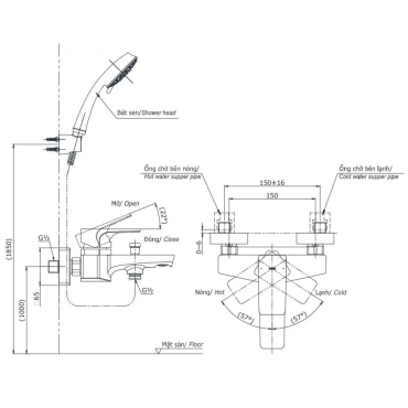 Củ Sen Tắm TOTO TBG07302VA Nóng Lạnh
