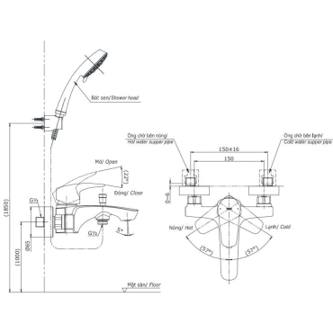 Củ Sen Tắm TOTO TBG09302VA Nóng Lạnh