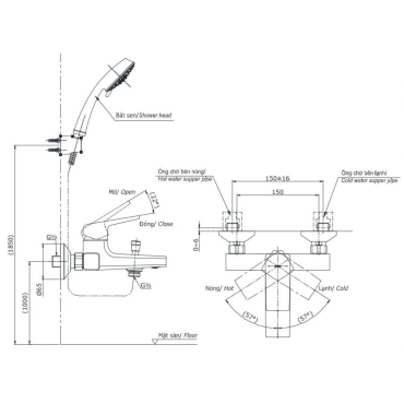 Củ Sen Tắm TOTO TBG10302VA Nóng Lạnh