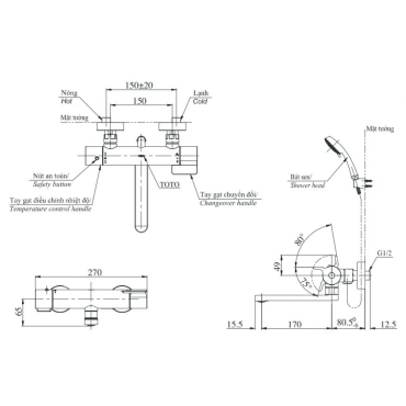 Củ Sen Tắm TOTO TBV03427V Nhiệt Độ