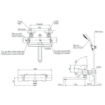 Củ Sen Tắm TOTO TBV03429V Nhiệt Độ