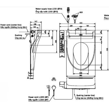 Nắp Rửa Điện Tử Washlet TOTO TCF23410AAA (W16) C2