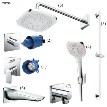 Sen Tắm TOTO TBG04304BA TBW02003A TBW02005V TBG02001B TBV02103B Âm Tường 3 Đường Nước