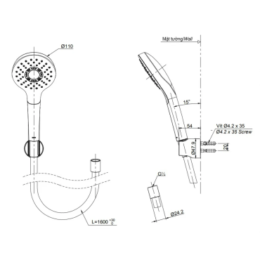 Tay Sen TOTO TBW01008V 1 Chế Độ