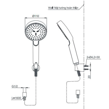 Tay Sen TOTO TBW07008A 1 Chế Độ 110mm