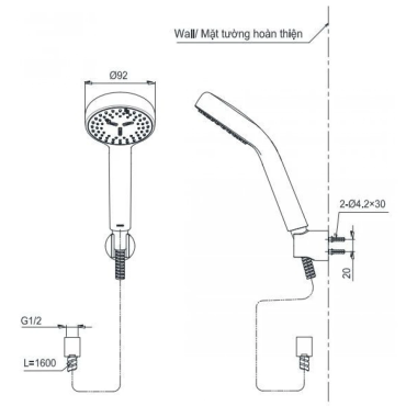 Tay Sen TOTO TBW07011A 1 Chế Độ 90mm