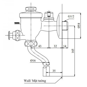 Van Xả Nhấn Bồn Tiểu Nam TOTO DU601SRR