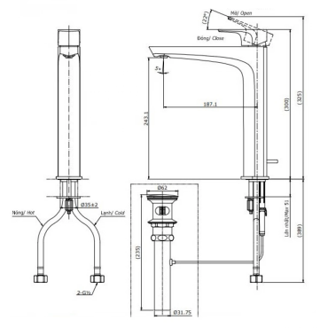 Vòi Lavabo TOTO TLG07305V Nóng Lạnh Cổ Cao Thân Cao