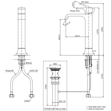 Vòi Lavabo TOTO TLG08305V Nóng Lạnh Cổ Cao Thân Cao