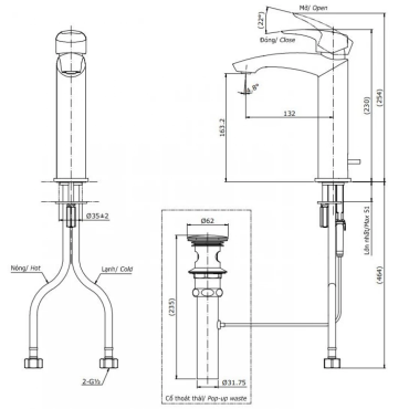 Vòi Lavabo TOTO TLG09303V Nóng Lạnh Cổ Cao Thân Vừa