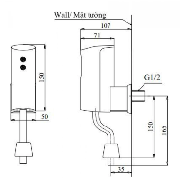 Vòi Xả Cảm Ứng TOTO DUE110PSK Dùng Pin