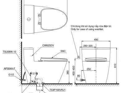 Bồn Cầu Điện Tử TOTO MS625DW16 Nắp Rửa Washlet TCF23410AAA C2