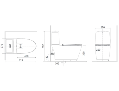Bồn Cầu INAX AC-832VN (AC832VN) 2 Khối Xả Nhấn Aqua Ceramic