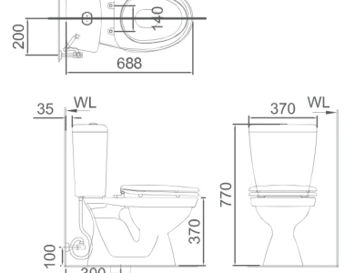 Bồn Cầu INAX C-108VAN (C108VAN) 2 Khối Xả Nhấn Nắp Êm
