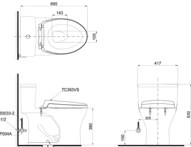 Bồn Cầu TOTO MS855DT2 Một Khối Nắp TC393VS