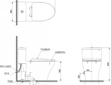 Bồn Cầu TOTO MS857DT10 1 Khối Nắp TC395VS