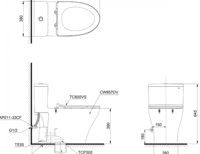 Bồn Cầu TOTO MS857DT8 1 Khối Nắp TC600VS