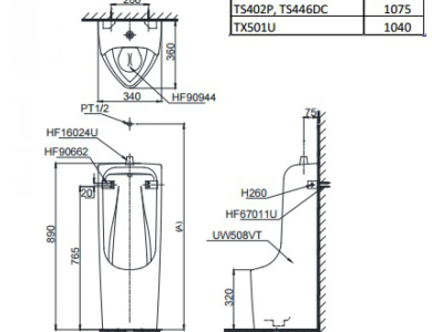 Bồn Tiểu Nam TOTO UT508T#XW Đặt Sàn