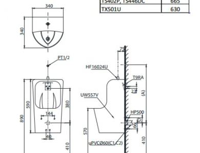 Bồn Tiểu Nam TOTO UT557T#XW Treo Tường