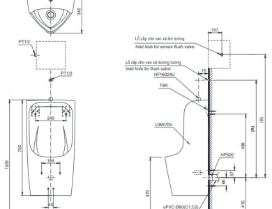 Bồn Tiểu Nam TOTO UT570T Treo Tường