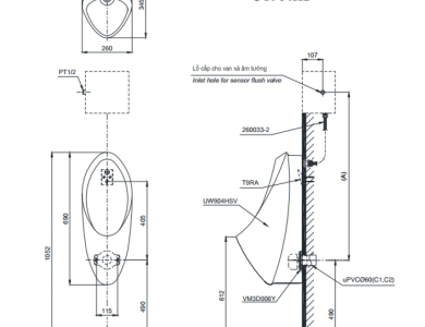 Bồn Tiểu Nam TOTO UT904HN#XW (UT904HS) Treo Tường