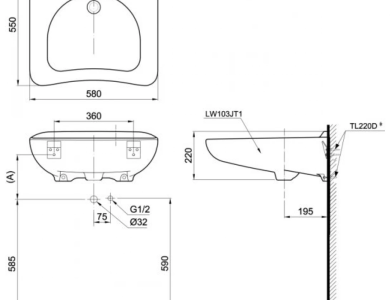 Chậu Lavabo TOTO LW103JT1/TL220D/T205QN Khuyết Tật Treo Tường