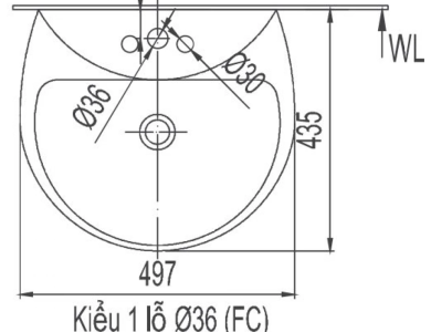 Chậu Rửa Lavabo Inax L-285V (L285V) Treo Tường 497x426 mm