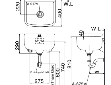 Chậu Rửa Lavabo Inax S-17V (S17V) Đa Năng Treo Tường