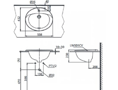 Chậu Rửa Lavabo TOTO L501C#XW Dương Vành