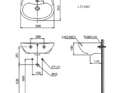 Chậu Rửa Lavabo TOTO LT240CS Treo Tường