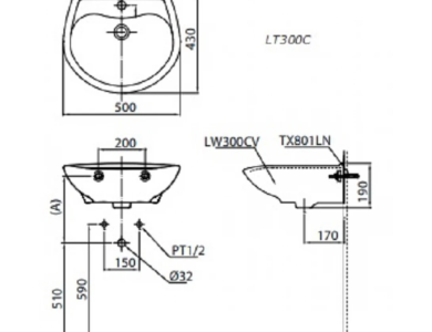 Chậu Rửa Lavabo TOTO LT300C Treo Tường
