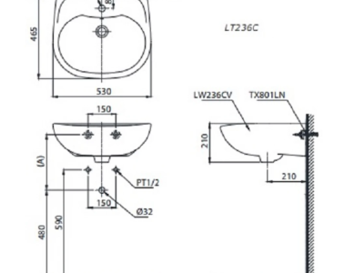 Chậu Rửa Mặt Lavabo TOTO LT236CS Treo Tường