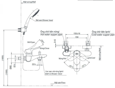 Củ Sen Tắm TOTO TBG01302VA Nóng Lạnh