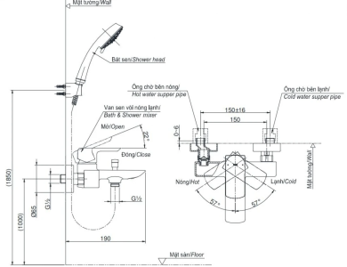Củ Sen Tắm TOTO TBG02302VA Nóng Lạnh