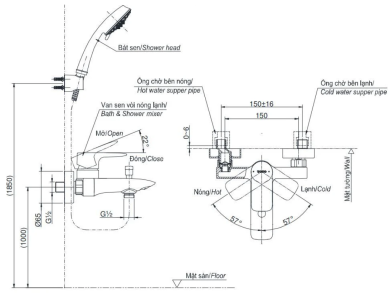 Củ Sen Tắm TOTO TBG04302VA Nóng Lạnh