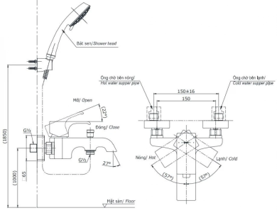 Củ Sen Tắm TOTO TBG08302V (TBG08302VA) Nóng Lạnh