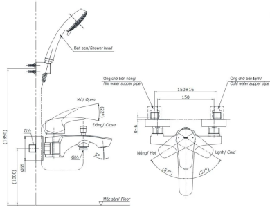 Củ Sen Tắm TOTO TBG09302VA Nóng Lạnh