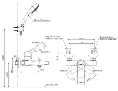 Củ Sen Tắm TOTO TBG10302VA Nóng Lạnh